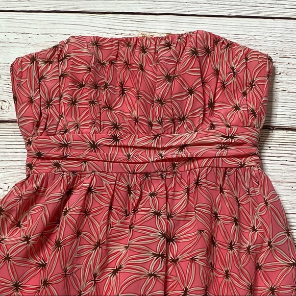 MILLY of New York Strapless Coral Print Bubble Hem Dress Sz 6 - Picture 6 of 14